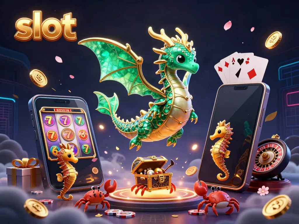 Experience the thrill of slots as emerald sea dragons and treasures bring excitement to your winning moments.