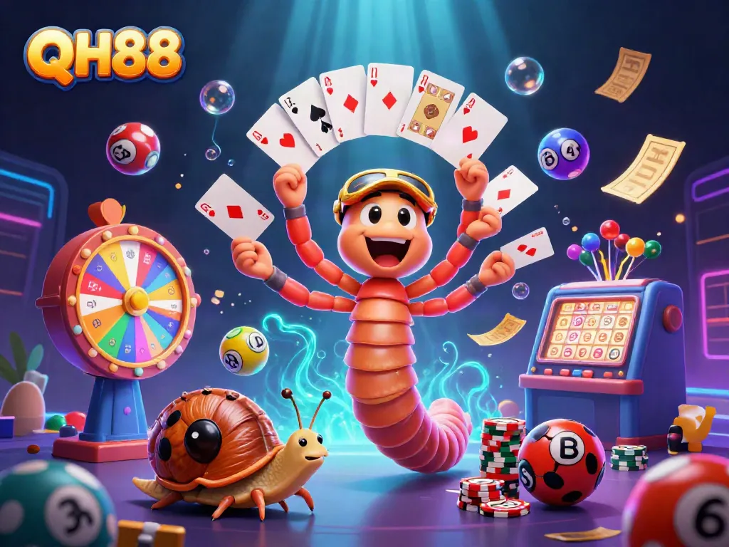 Experience QH88 with a vibrant scene of exciting gameplay featuring a millipede dealer and high-roller snail.