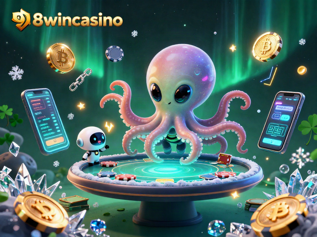 Experience vibrant 98wincasino excitement with alien octopus playing poker in space.