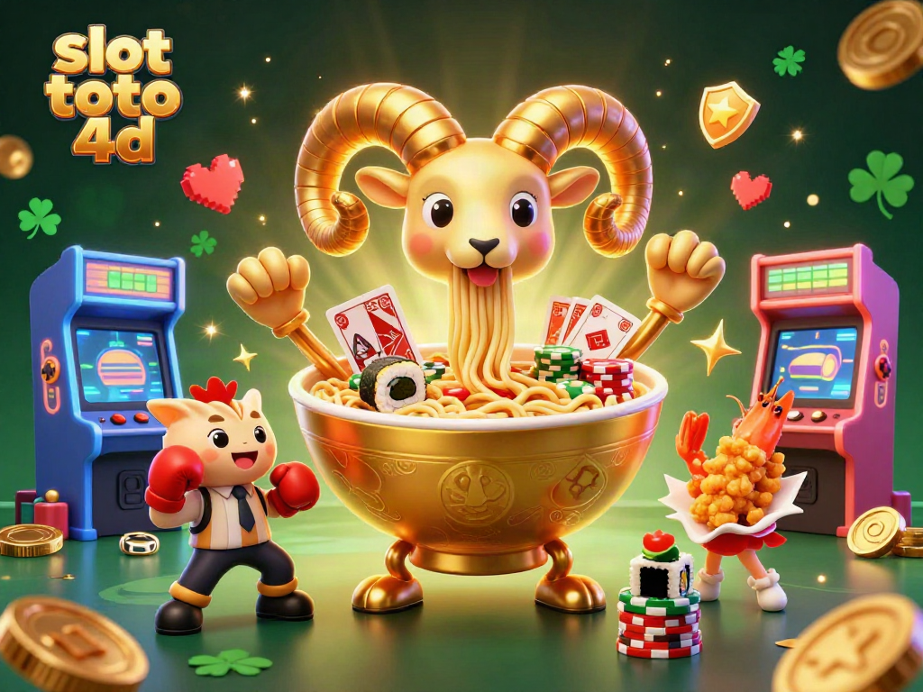 Engage in the thrilling slot toto 4d experience with a vibrant 3D digital casino illustration featuring animated characters.
