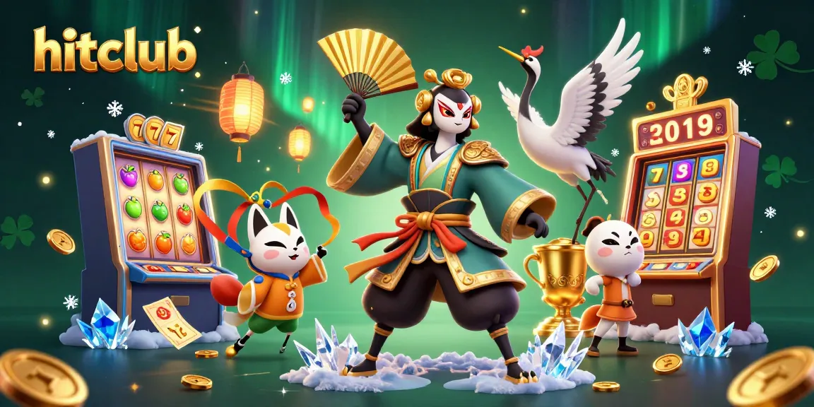 Hitclub players spin slots for jackpot wins in a vibrant 3D casino scene.