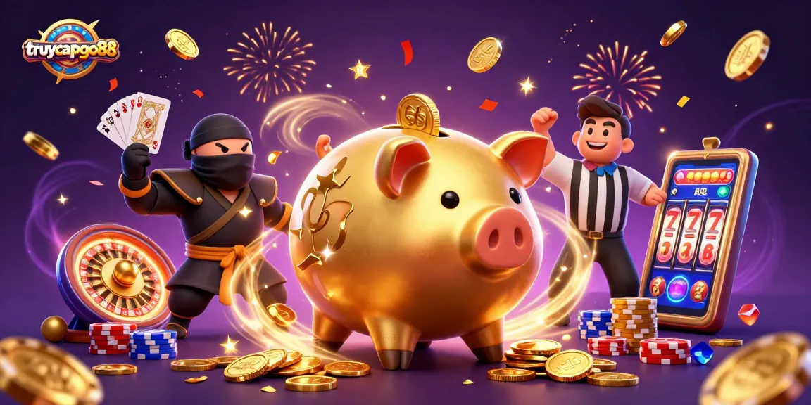 Experience the excitement of truycapgo88 with golden coins raining down from a sumo-themed casino scene.